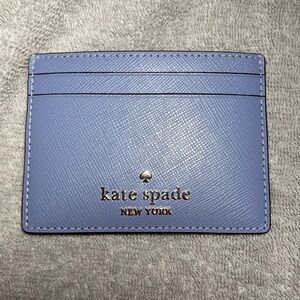 Kate Spade New York Saffiano Leather Card Holder Wallet Light Blue NWT